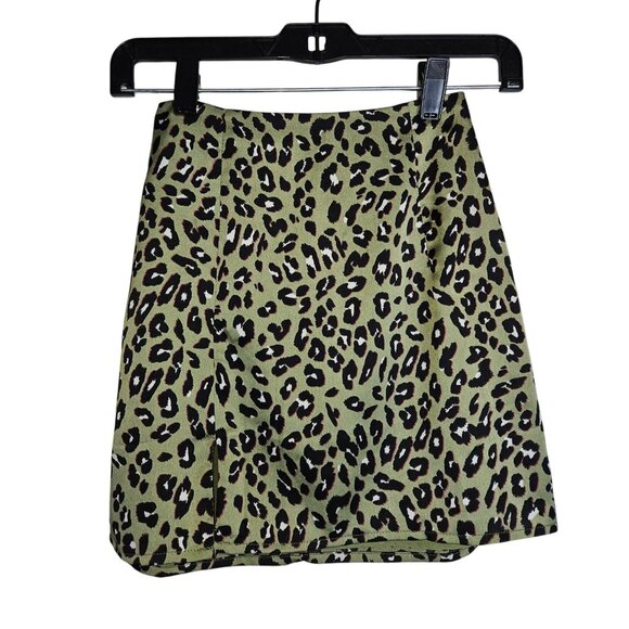 Superdown Green Fairy Grunge Leopard/Animal Print Mini Lined Skirt Women XXS - Picture 1 of 8